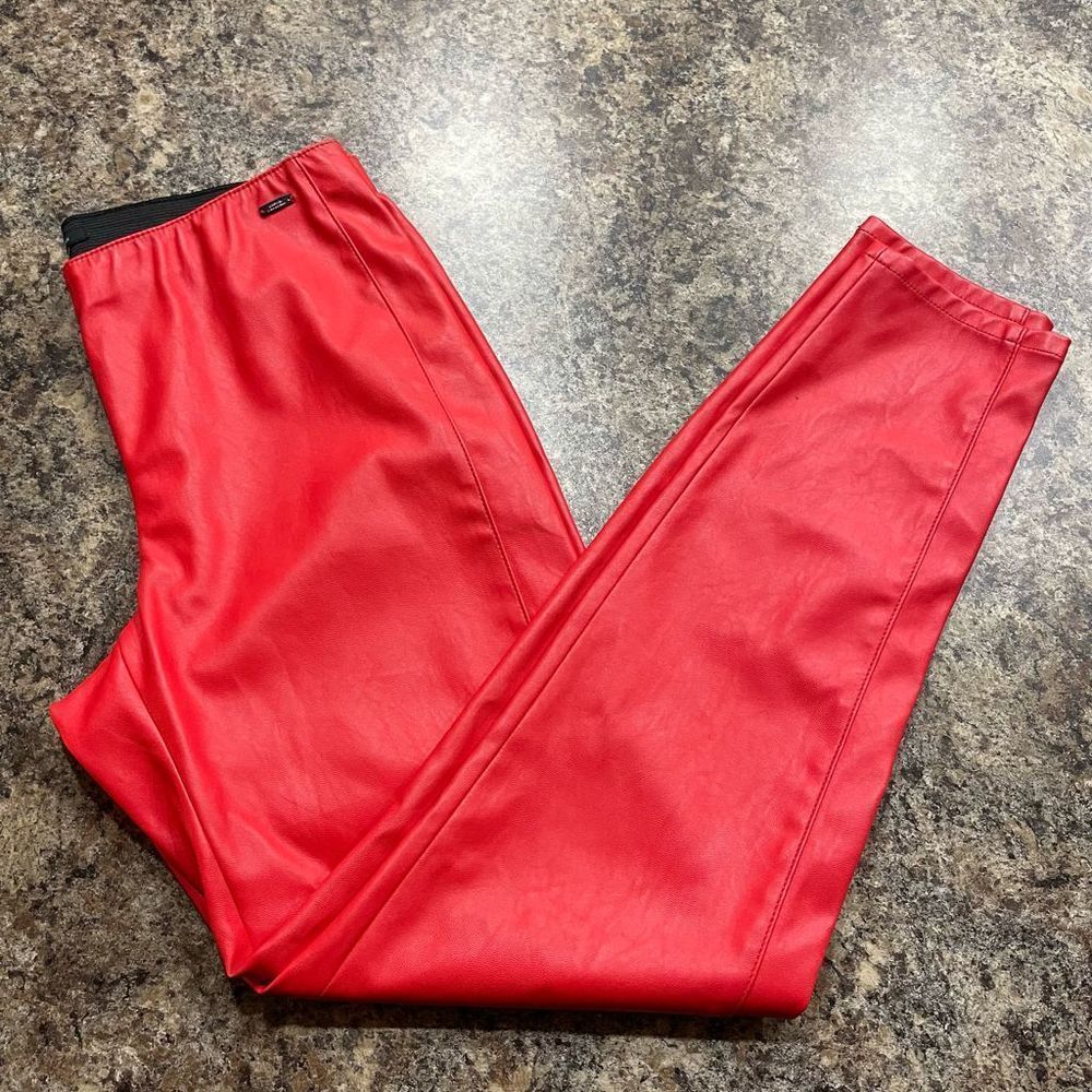 Armani exchange red faux leather pants sz 8